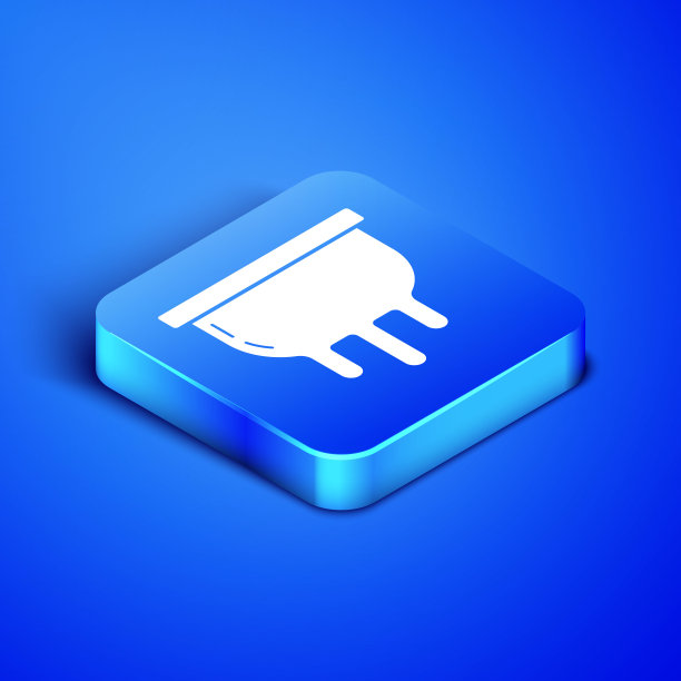 等距乳房图标孤立在蓝色背景。蓝色方块按钮。矢量图图片下载