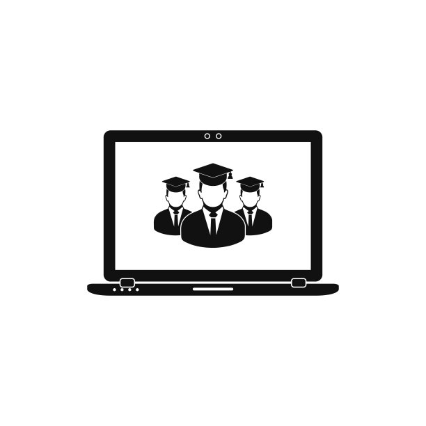 网上在线学习图标。平面风格向量EPS。图片下载