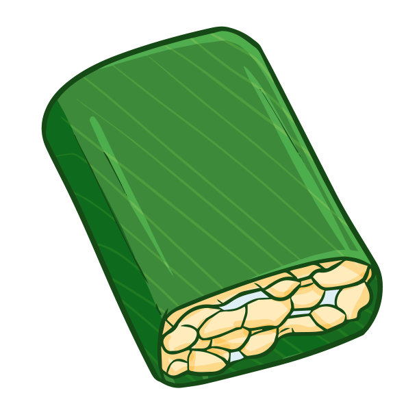 “tempe”是印尼的一种传统食物，由大豆和香蕉叶包裹而成图片下载