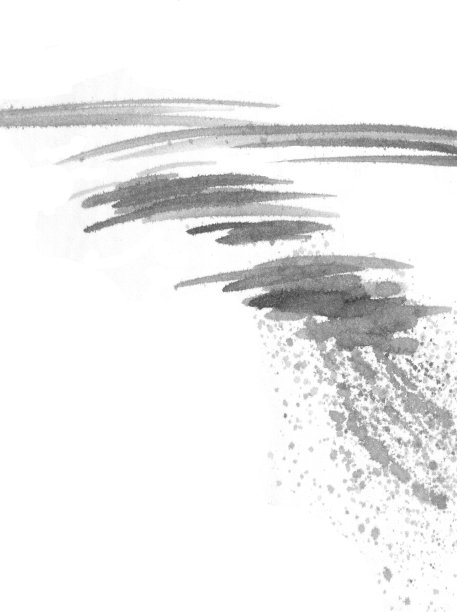 水墨黑白抽象。半圆的图像，圆的线，在一个圆。画笔描边。图片下载