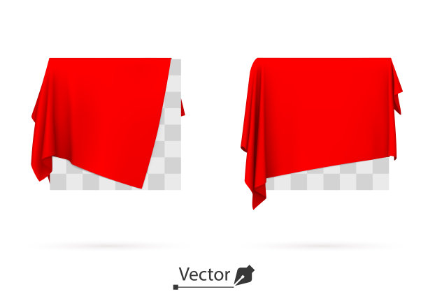红布覆盖空白板孤立在白色背景。装饰织物。图片下载