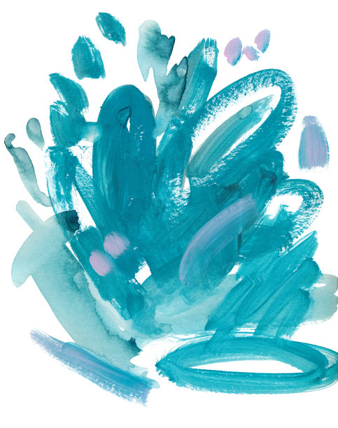 鲜艳的彩色水彩和丙烯酸背景。手绘绿松石纹理。水彩画笔法素材图片