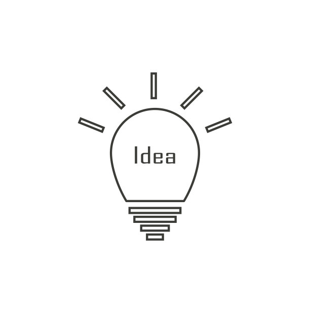 透明灯泡图标与文字:想法图片下载