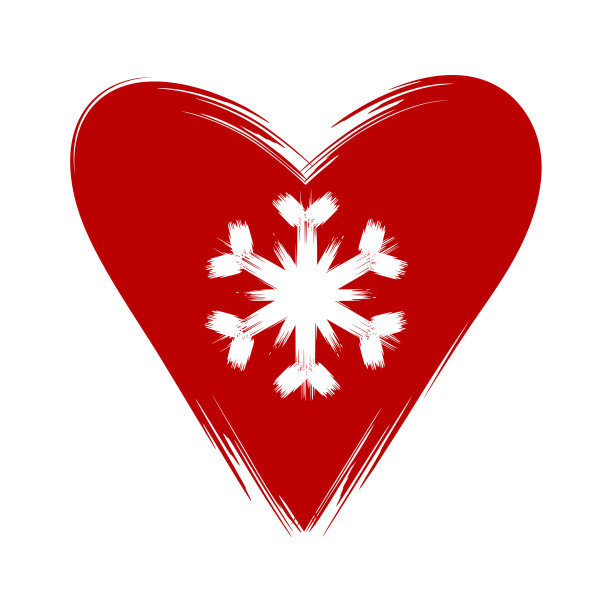 红色的心配上白色的雪花。孤立的矢量图。每股收益10图片下载