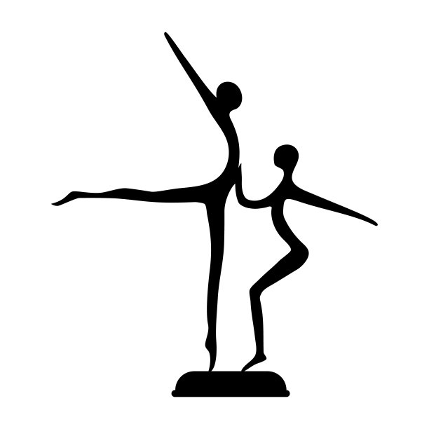 一对跳舞的情侣的剪影。平面设计、向量。图片下载