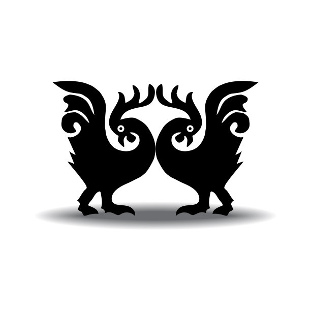 一只公鸡在白色背景上的剪影。矢量插图。图片下载