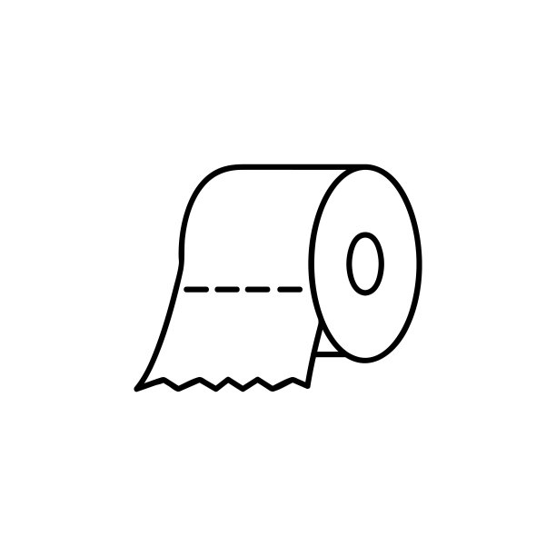 厕纸线条图标用于网页和移动，现代简约的平面设计。矢量黑色图标孤立在白色背景。图片下载