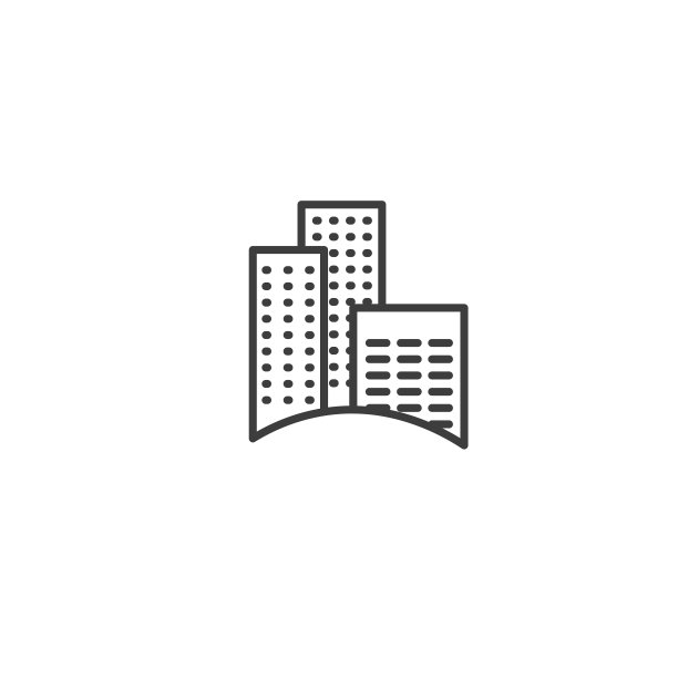 城市和城市元素的图标-建筑房子在时尚简单的线条艺术风格图片下载