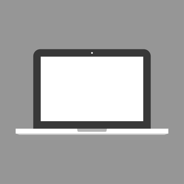 笔记本电脑图标在风格的平面设计上的灰色背景图片下载