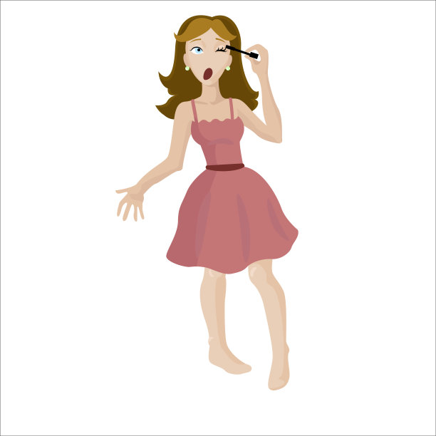 女孩在化妆。矢量图图片下载