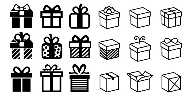 礼品盒矢量图标设置插图上的白色背景图片下载