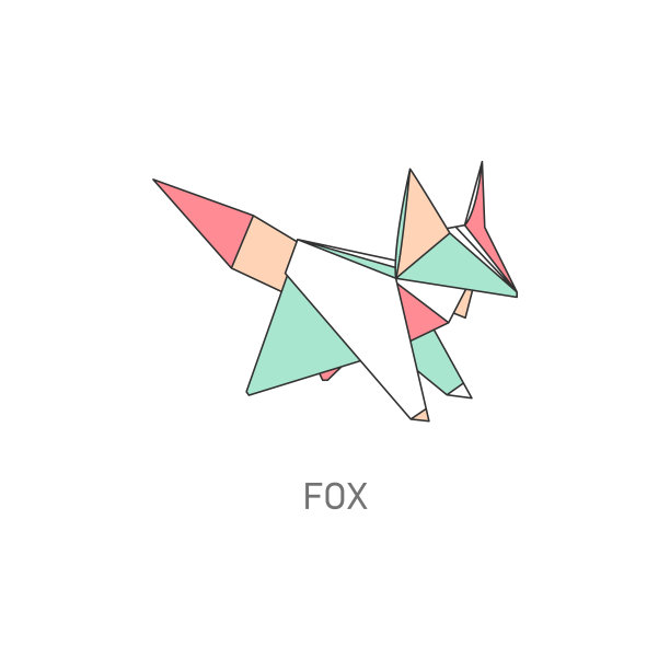 折纸狐狸图形在几何平面轮廓风格图片下载