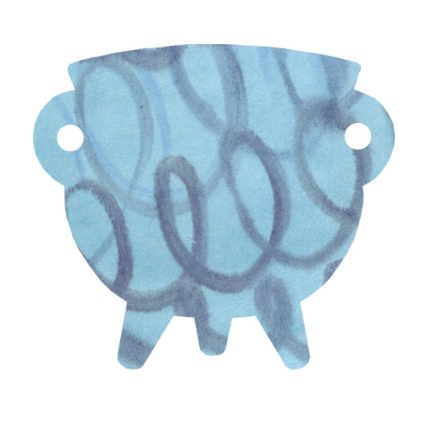 女巫用来煮药水的锅的彩色剪影。图片下载