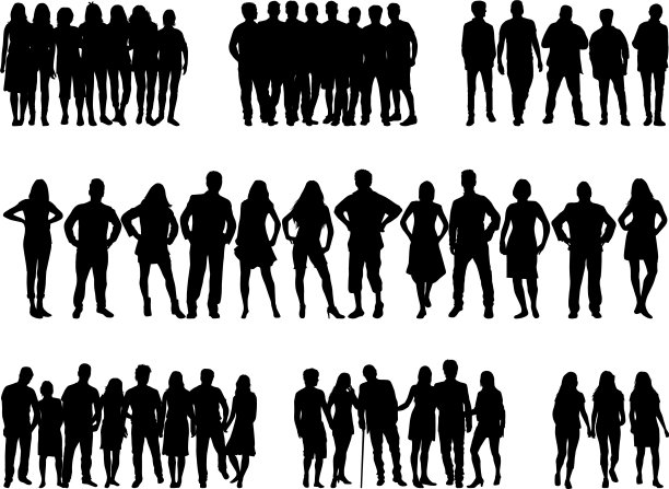 群人。一群人的剪影。图片下载