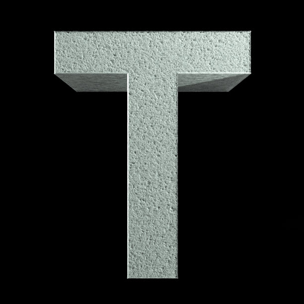 字母T由雪制成。雪字体。三维渲染图片下载