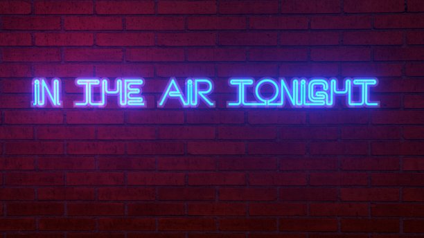 砖墙上的霓虹字“今夜在空中”。3 d渲染。图片下载
