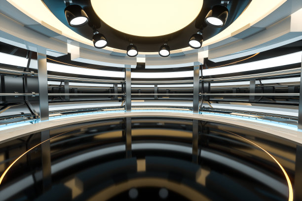 圆形技术结构建筑，3d渲染。图片下载