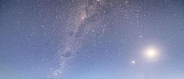夜空中两颗明亮的星星和银河图片下载
