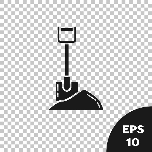 黑色铲子在地面图标孤立的透明背景。园艺工具。园艺、农业、农业的工具。矢量图图片下载