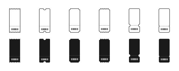 票收藏。模板票矢量图标，孤立在白色背景上。票务矢量图标在现代简单的线条和平面风格的网页设计。矢量图图片下载