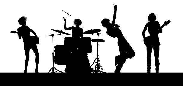 女子乐队音乐会剪影图片下载