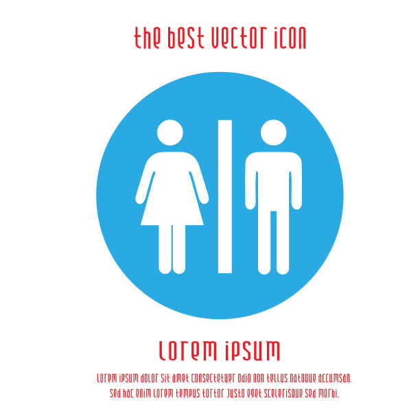女士和男子厕所符号向量图标eps 10。厕所的标志。简单孤立的插图。图片下载