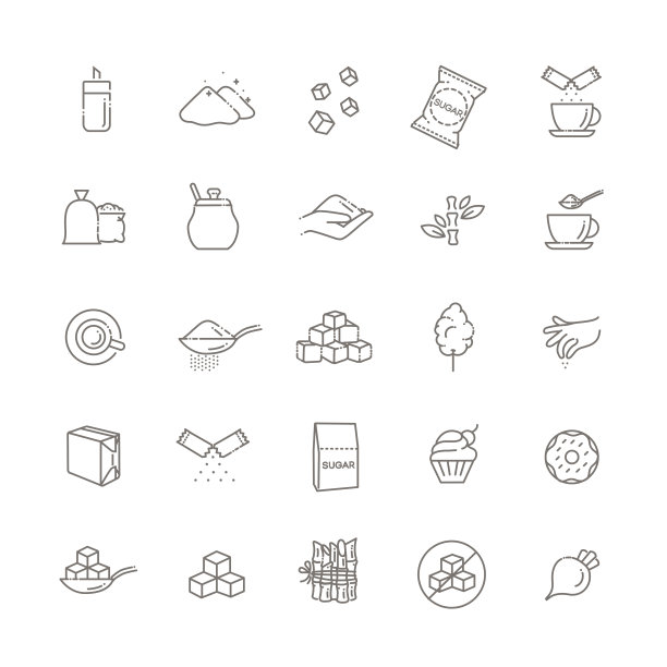 糖图标设置在细线风格图片下载