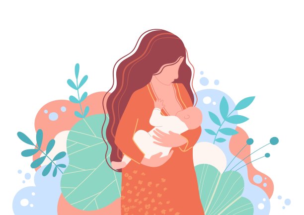 母亲正在母乳喂养她的新生儿图片下载