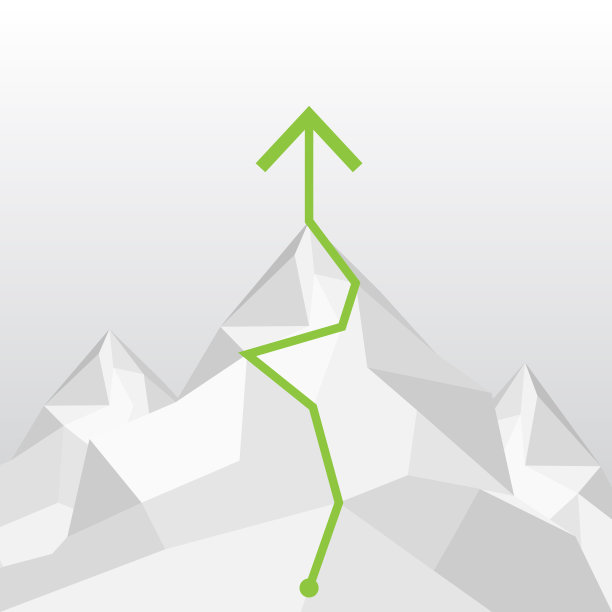 商业概念矢量图的绿线，这是通向山顶图片下载