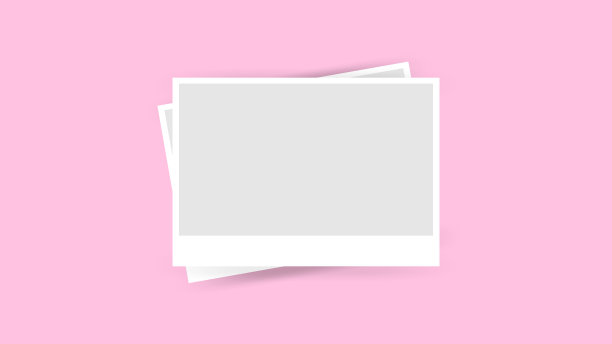 相框模板孤立在粉红色的背景，相框照片拼贴在粉红色的横幅，简单的矩形相框，相框，叠纸相框空图片下载