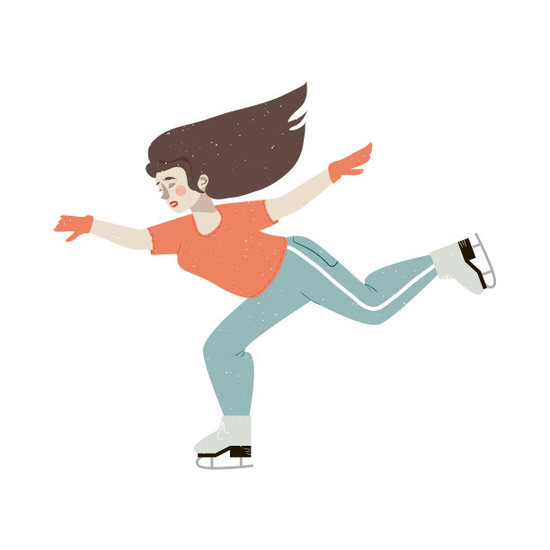 在冰场上快乐花样滑冰的女人。图片下载