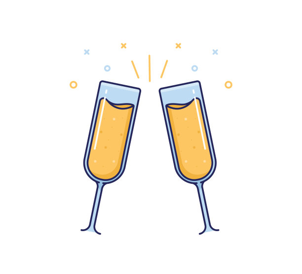 香槟祝酒庆祝图标。矢量派对插图设计。薄扁轮廓时尚饮料设计图片下载