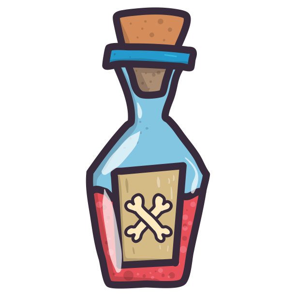 卡通插图与红色女巫毒瓶在透明的背景。图片下载