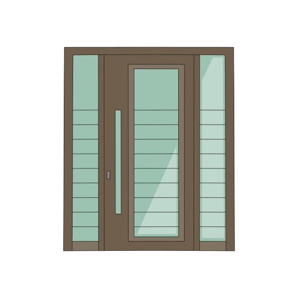 房子的门在现代建筑素描风格矢量插图孤立。图片下载