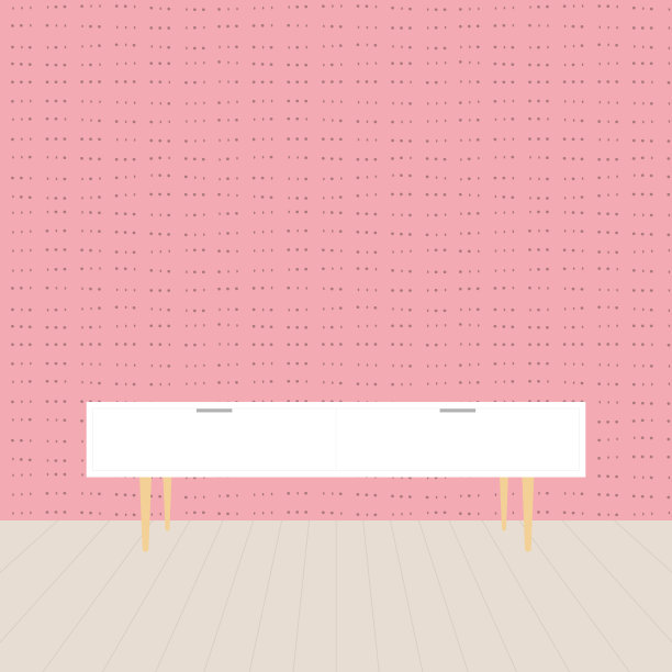 北欧电视站在现代的空房间。清理干净墙壁和木地板。最小的客厅。家庭内部。矢量插图，平面设计图片下载