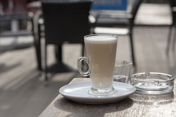 高杯咖啡和大量的牛奶图片下载