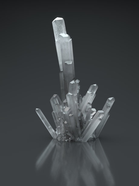 抽象水晶形状的3d插图在反射地板图片下载