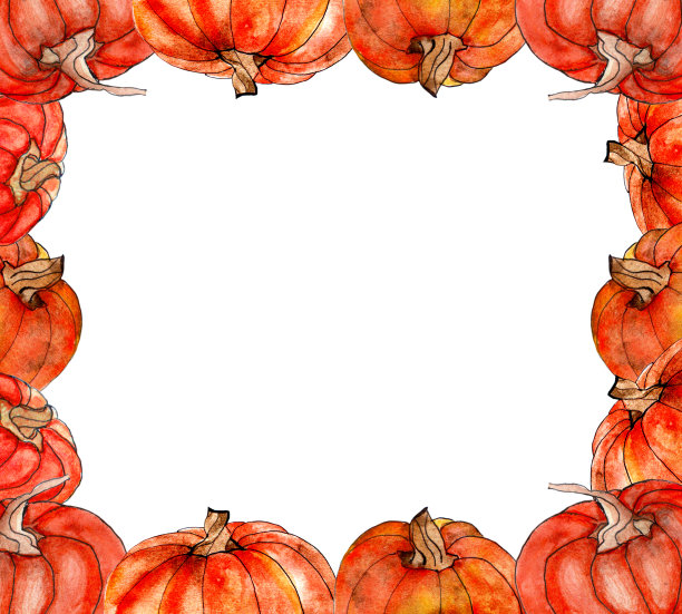 明亮的水彩万圣节插图与主题元素。图片下载