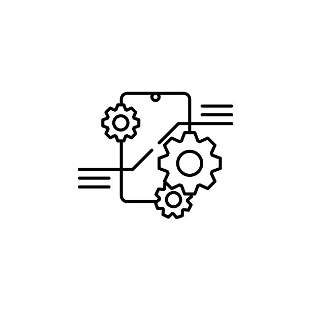 智能手机齿轮图标。用于UI和UX、网站或移动应用的人工智能图标的简单线条轮廓矢量图片下载