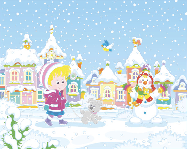 女孩和她快乐的小狗散步图片下载