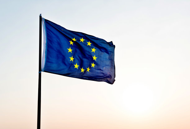 欧盟旗帜迎风飘扬图片下载