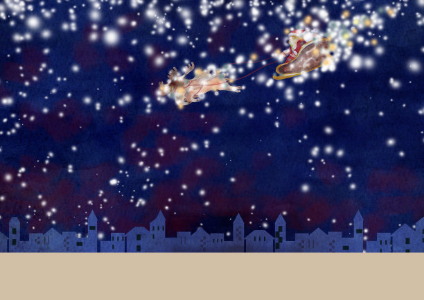 圣诞老人在夜空图片下载