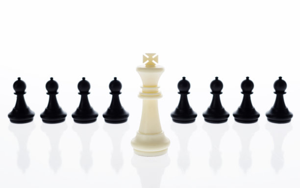 白色背景下的白王和黑卒图片下载