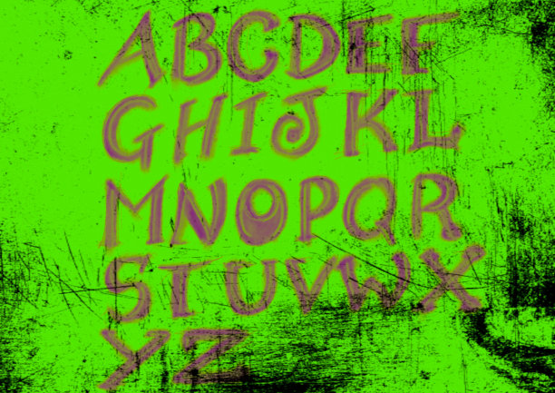 青柠绿垃圾手绘字母图形图片下载