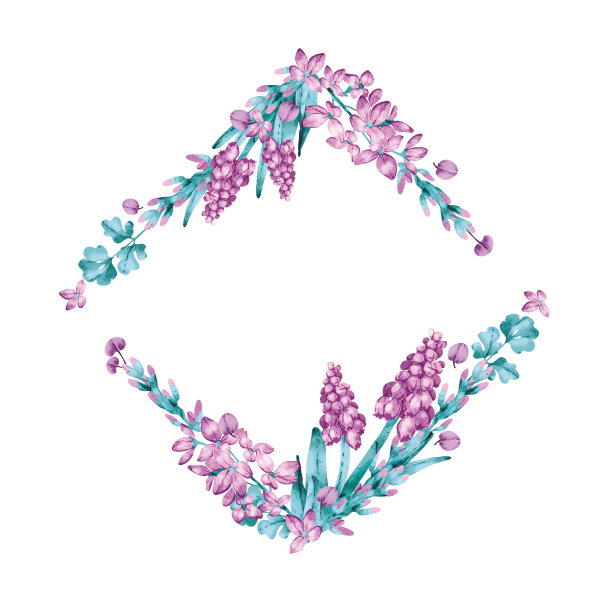 框架丁香花，叶子素材图片