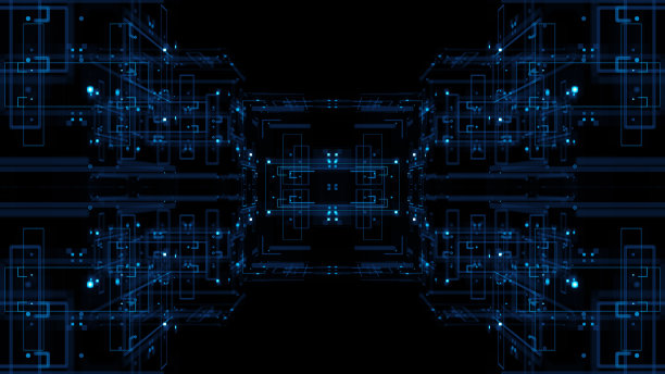 技术主题。复杂的细节。线条，方块和发光。图片下载
