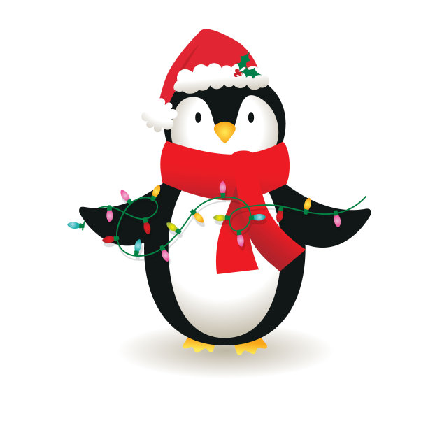 可爱的企鹅是装饰灯图片下载