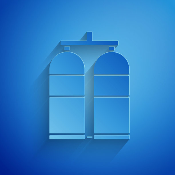 剪纸Aqualung图标孤立在蓝色背景。潜水员用氧气罐。潜水设备。极限运动。在水下潜水设备。纸艺术风格。矢量图图片下载