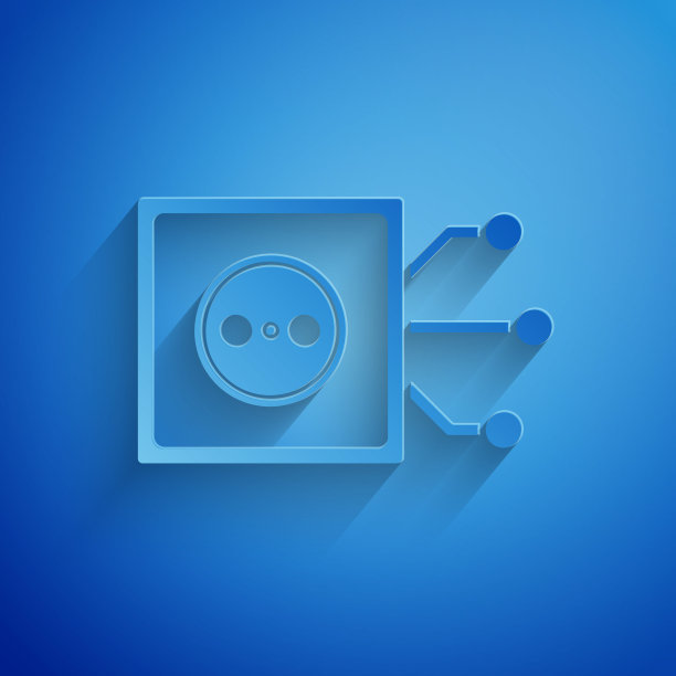 剪纸智能家居图标孤立在蓝色背景。远程控制。纸艺术风格。矢量图图片下载