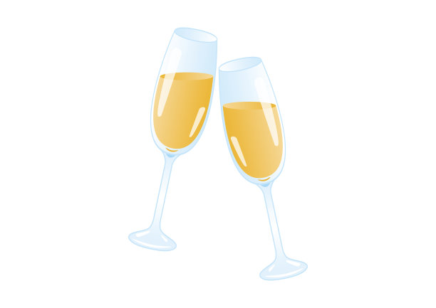 干杯与香槟矢量插图图片下载